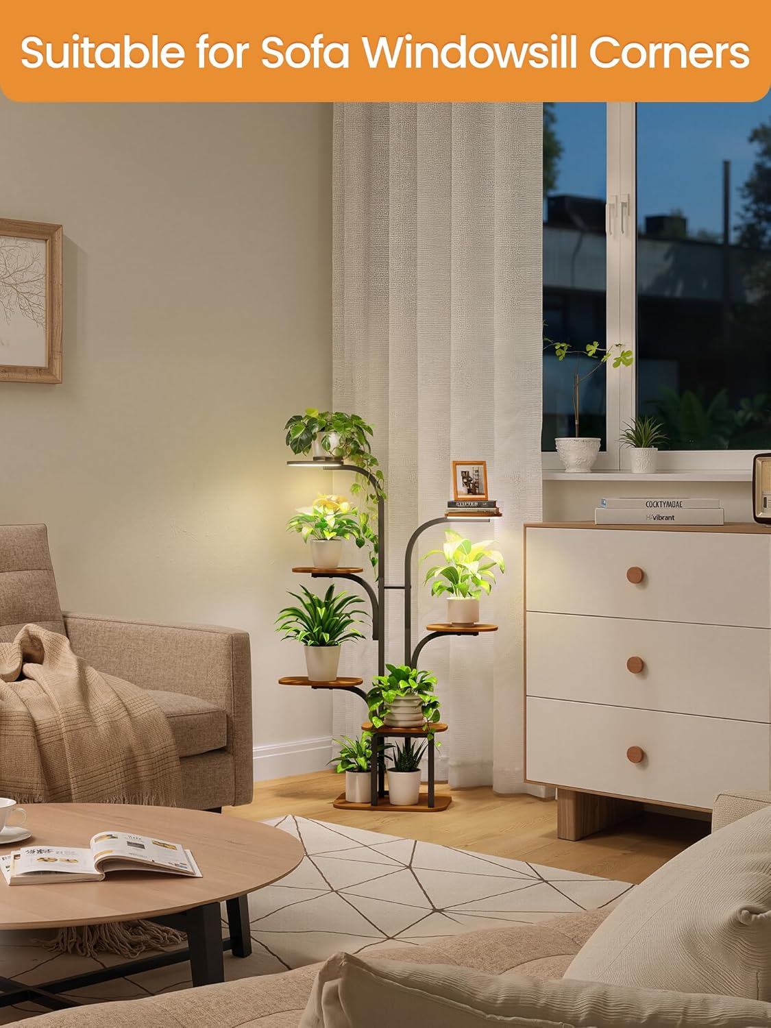 Plant Stand Indoor with Grow Lights &ndash; 120Cm 7 Tiered Metal Shelf Small Corner Rack for Multiple Succulent Herb Pot Display