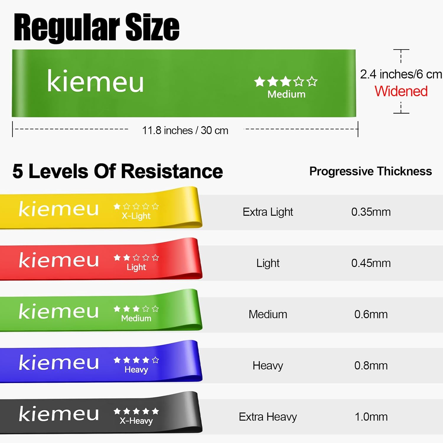 Kiemeu Mini Loop Resistance Bands for Women, Rubber Exercise Bands Resistance for Legs and Glute, 6 Cm Widened Version image number 3
