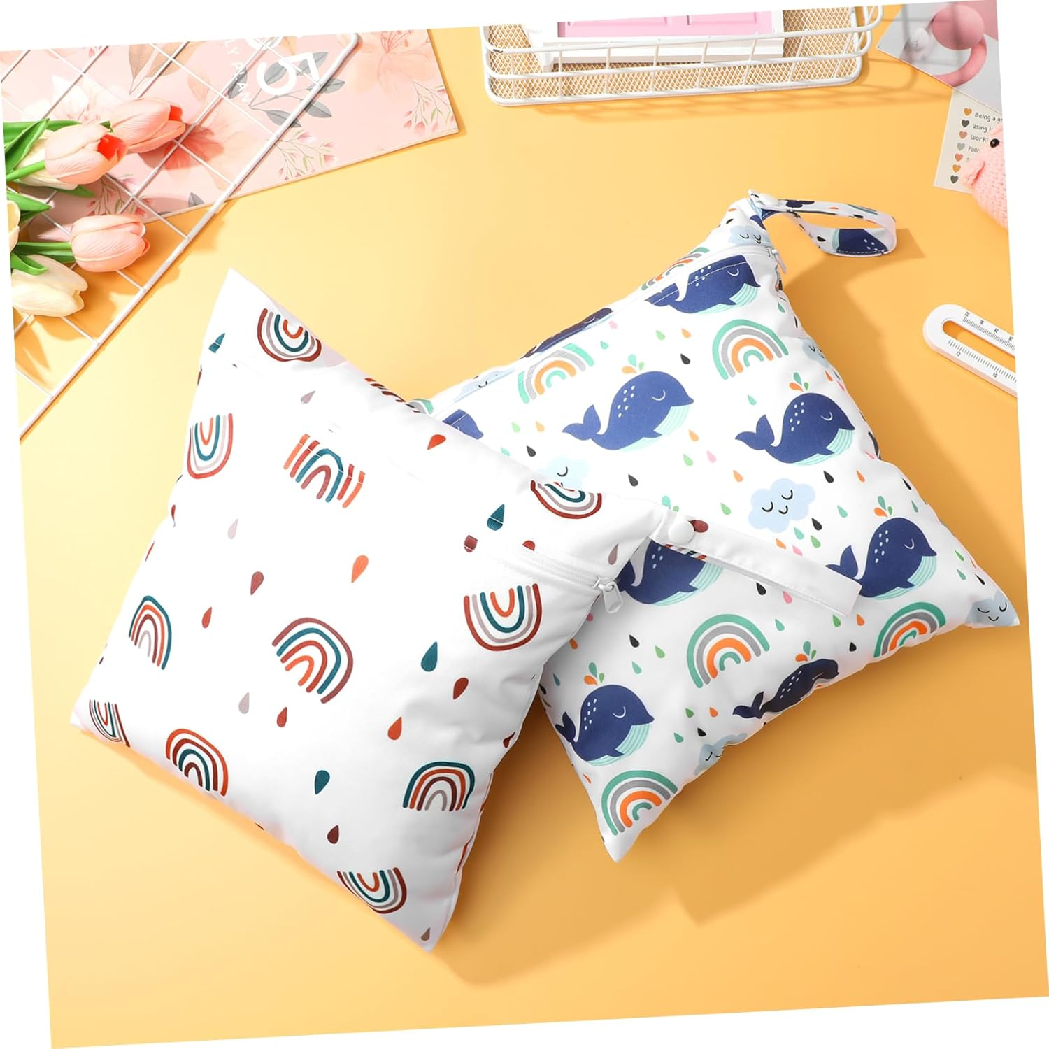 GARVALON 2Pcs Diaper Bag Storage Pouches Nappy Caddy Wet Bags for Swimmers Organiser Nappies image number 5