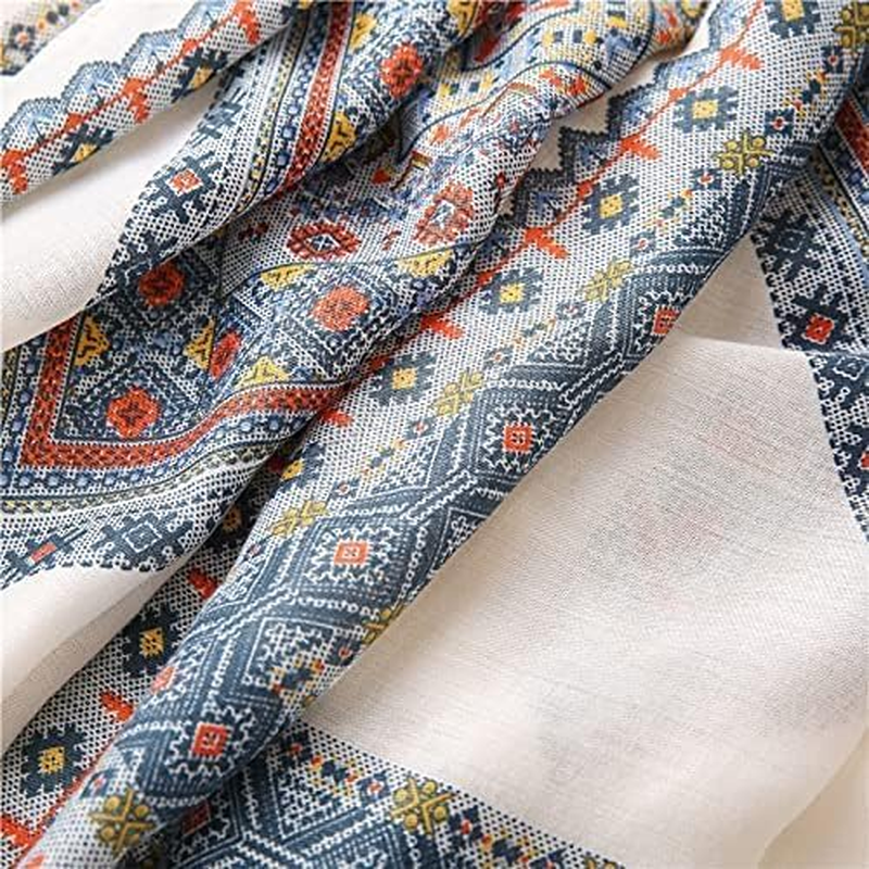 Boho Scarf for Women Lightweight Floral Printed - All Season Soft Fashion Shawl Wrap, Versatile for Dresses, Coats, Beach Cover-Up,Multipurpose and Gift Ideas