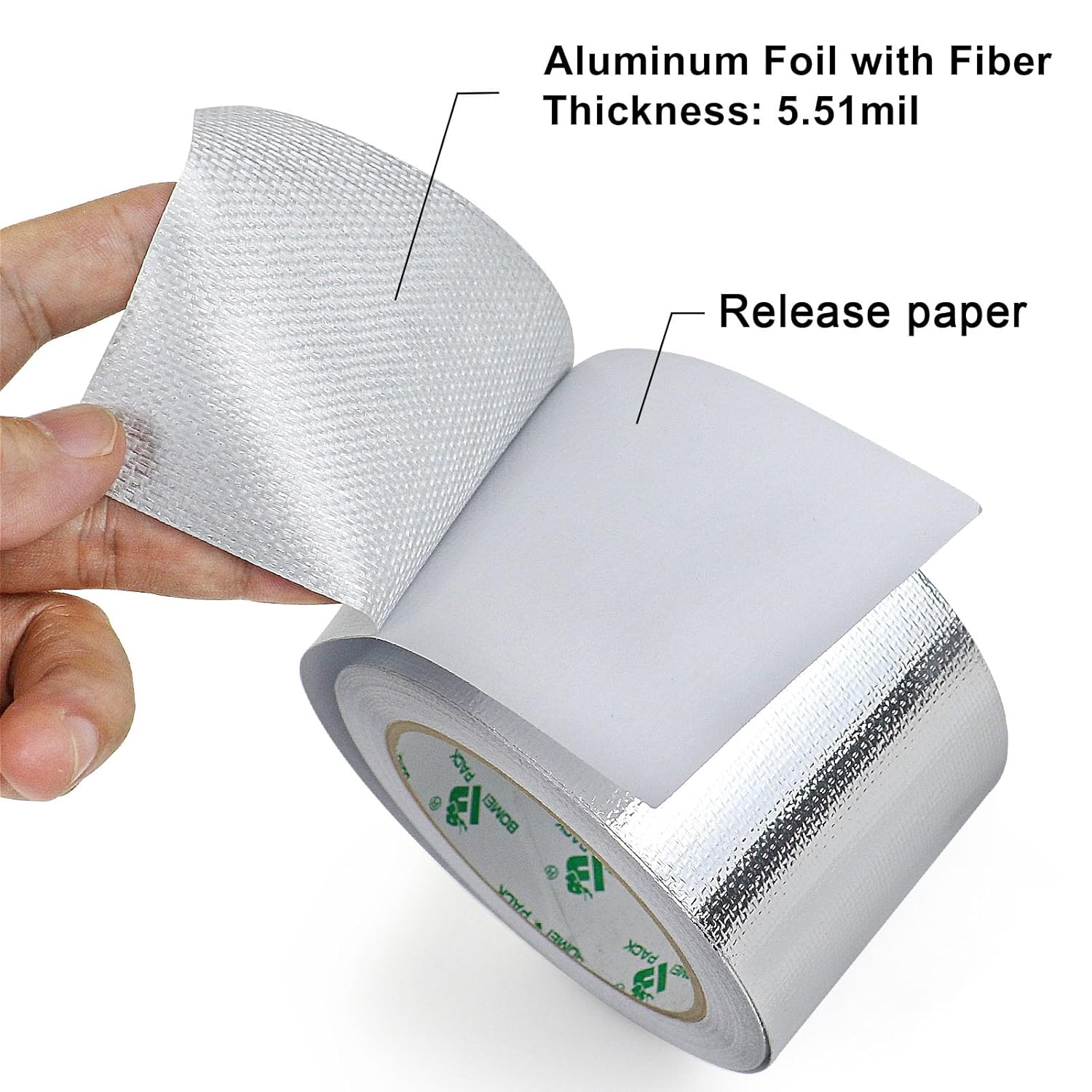 BOMEI PACK 1 Roll Aluminum Foil Heat Shield Tape,Heat Reflective Heat Shield Thermal Barrier Foil Tape,Fiber-Glass Aluminum Foil Tape 3 Inch X 66Feet image number 4