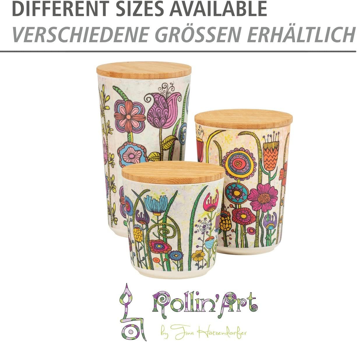 WENKO Flower Storage Jar Floral Storage Container with Bamboo Lid, Airtight Kitchen Food Storage, BPA Free, Capacity 0.95 Litre, 10.5 X 18.5 Cm, Multi-Colour image number 2