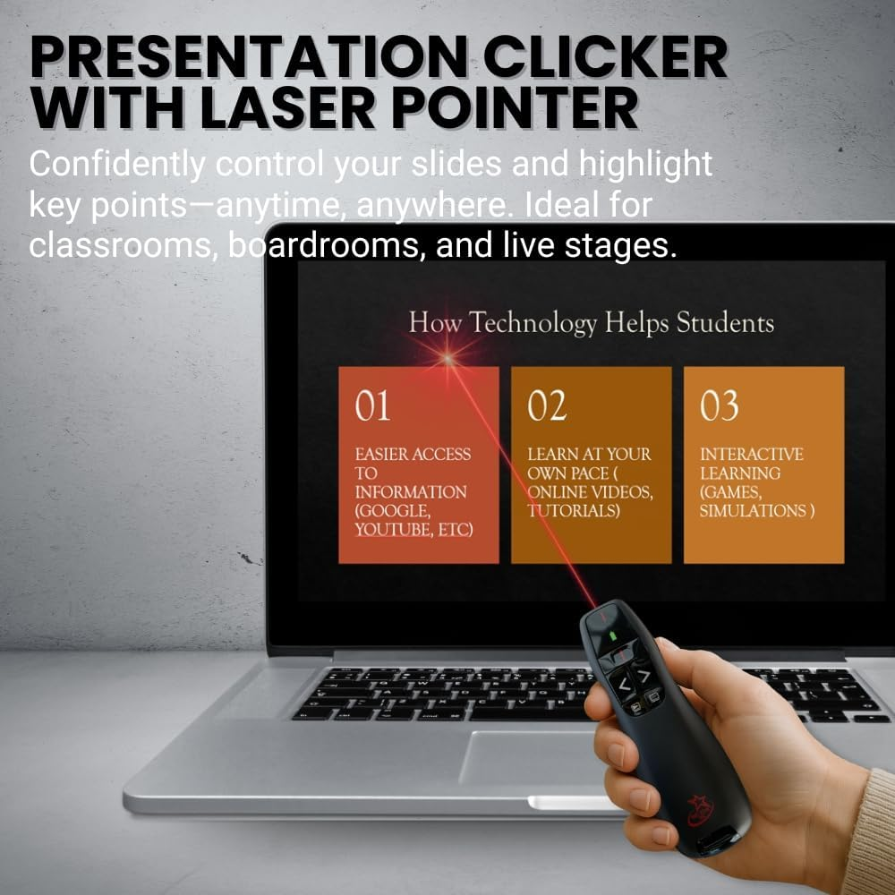 Red Star Tec PR-819 Wireless Remote Presentation Clicker - Office Computer Slide Changer and Slide Advancer Presenter with Laser Pointer image number 2