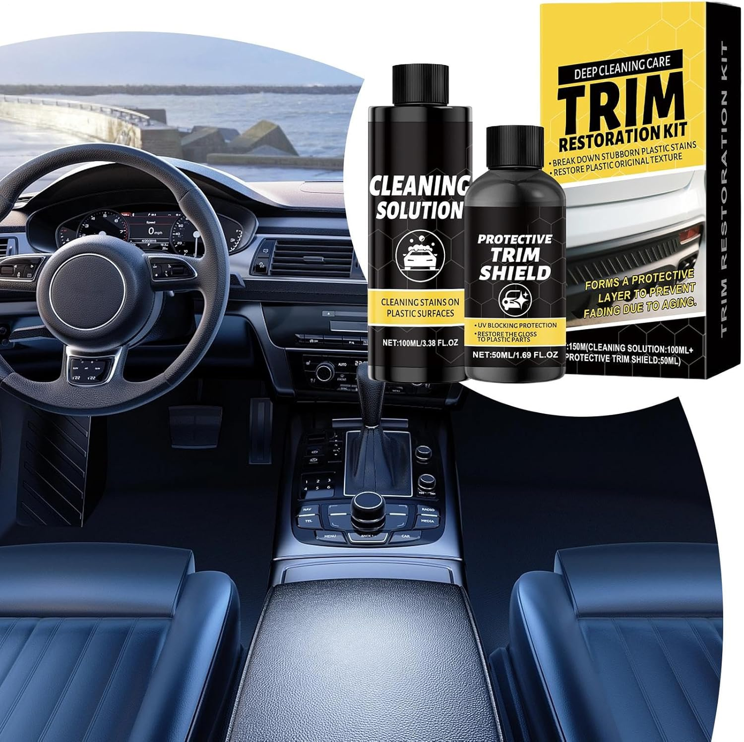 Lisutupode Trim Shine for Car - Vehicle Interior Cleaning Kit - Scratch-Resistant Car Trim Cleaning and Care Kit for Garage RV Repair Shop Dashboard Automotive SUV Truck image number 6