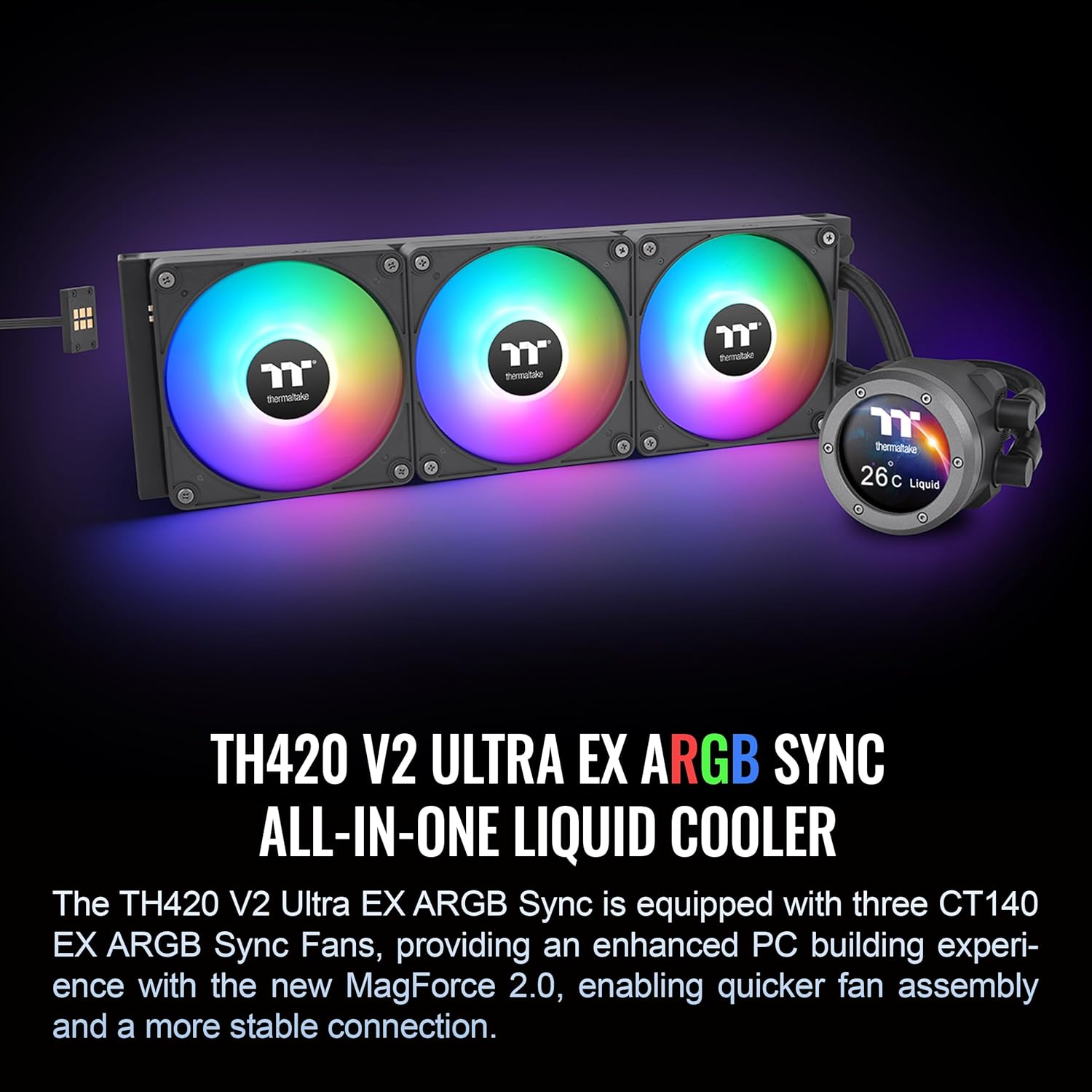 Thermaltake TH420 V2 Ultra EX ARGB Magnetic Connect with 2.1" LCD Display AIO Liquid CPU Cooler, CL-W417-PL14SW-A image number 5