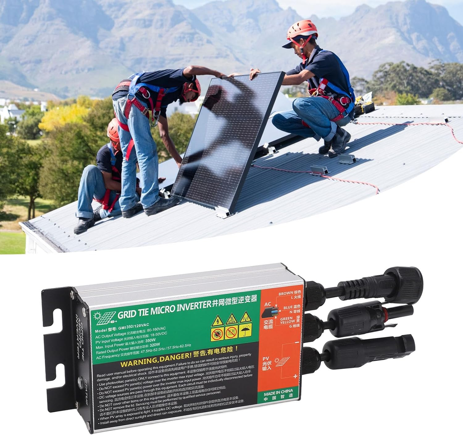 Grid Tie Micro Inverter, 300W Solar Micro Inverter, 3 Phase Photovoltaic Micro Grid Tie Inverter, AC220V MPPT Pure Sine Inverter with Temperature Islanding image number 2