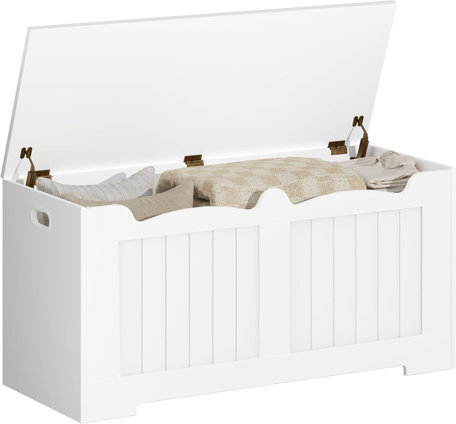 Hzuaneri 39.4" Storage Chest, Storage Bench Trunk with 2 Hinges,Wooden Box, Lift-Top Chest Organizer, Shoe Bench for Entryway, Bedroom, Living Room, Black SB01004X