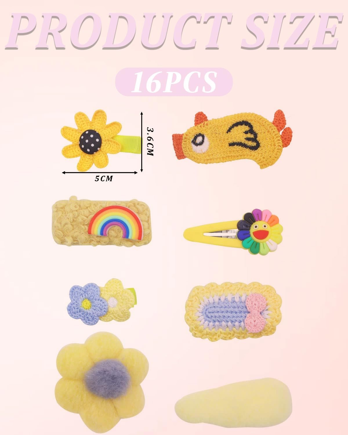 MYGLOAR 16 Pieces Baby Hair Clips Set for Girls, Baby Hair Clips, Cute Bows, Elastic Headbands, Hair Accessories, Ponytails, Hair Clips Set for Teens and Toddlers image number 5