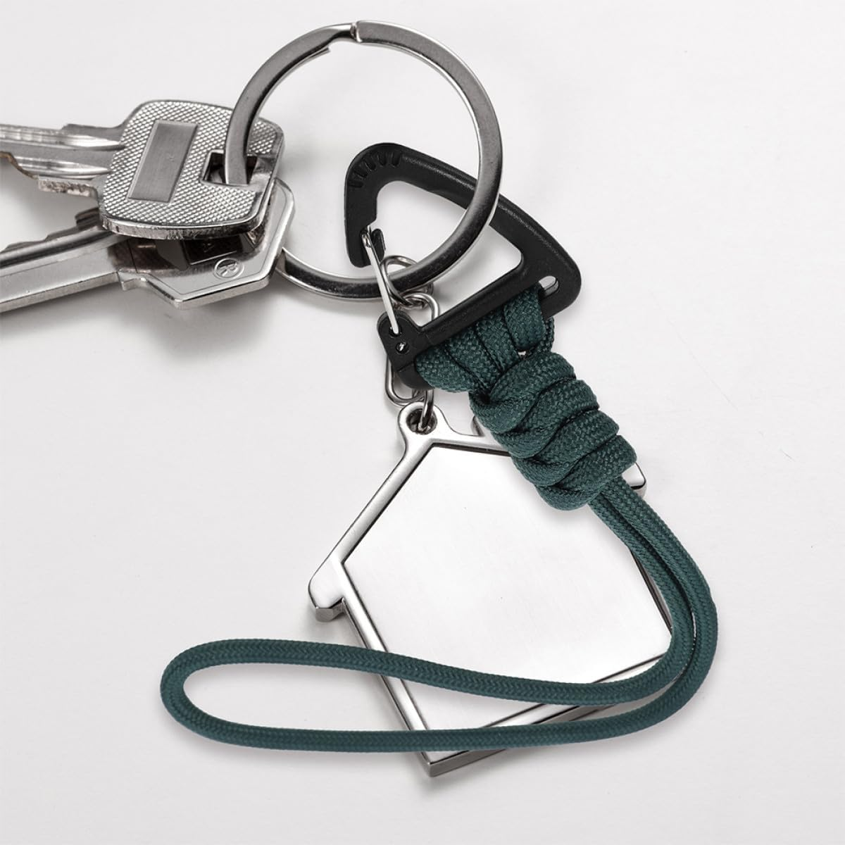 Iplusmile Multifunctional Polyester Cord Lanyard with Carabiner Keychain, Military Green Wrist Strap Anti-Lost Rope for Outdoor, Travel, and Everyday Key Holding image number 2