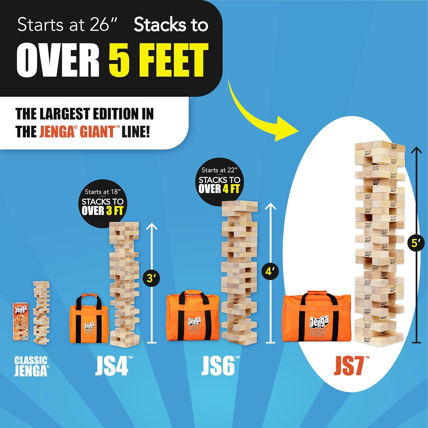 Jenga Giant - Stacks to over 5 Feet - Officially Licensed - JS7