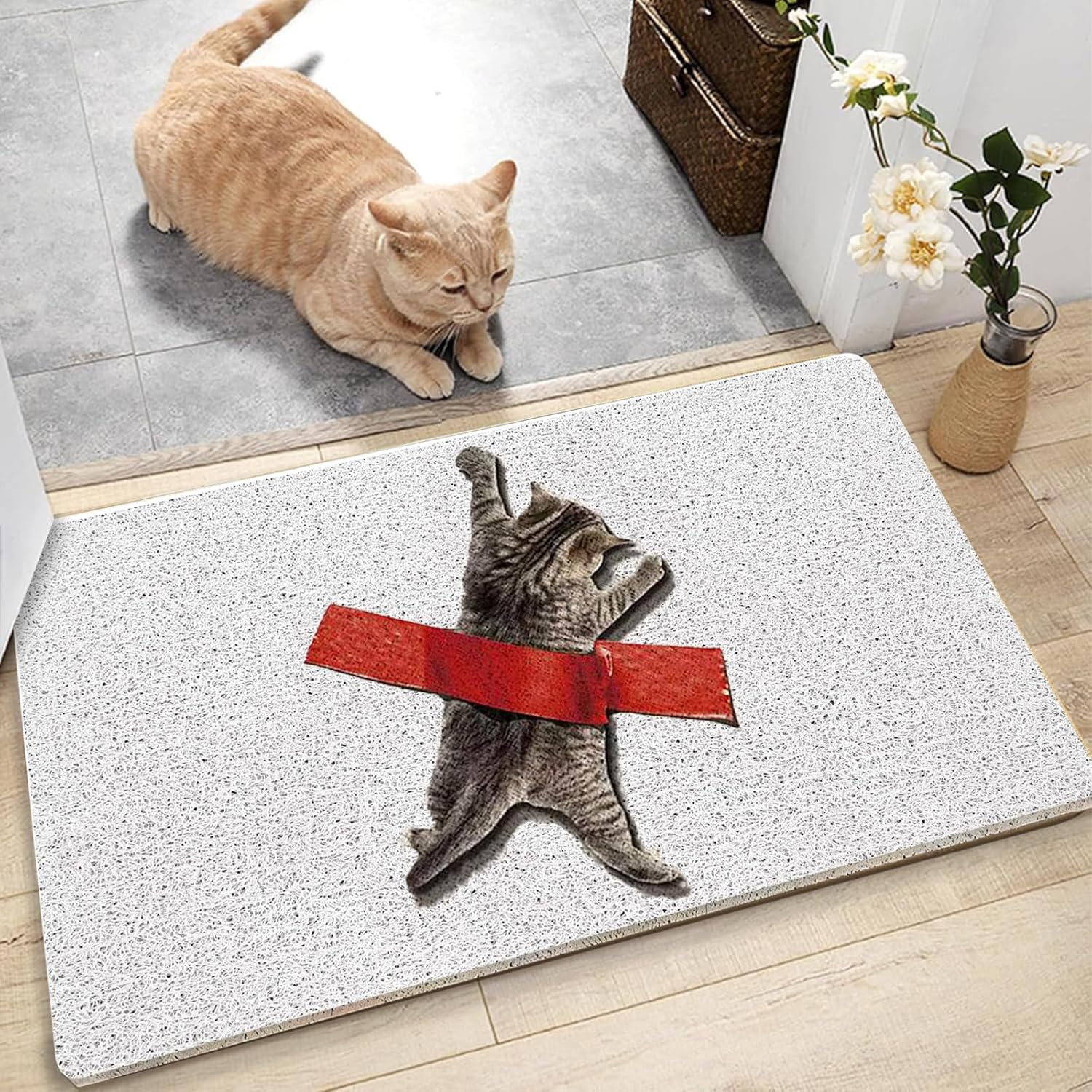 Cat Front Door Mat outside Entrance Non Slip Welcome Mats Outdoor Doormat Funny with Rubber Backing Easy to Clean Indoor Mats High Traffic Areas Entry image number 2