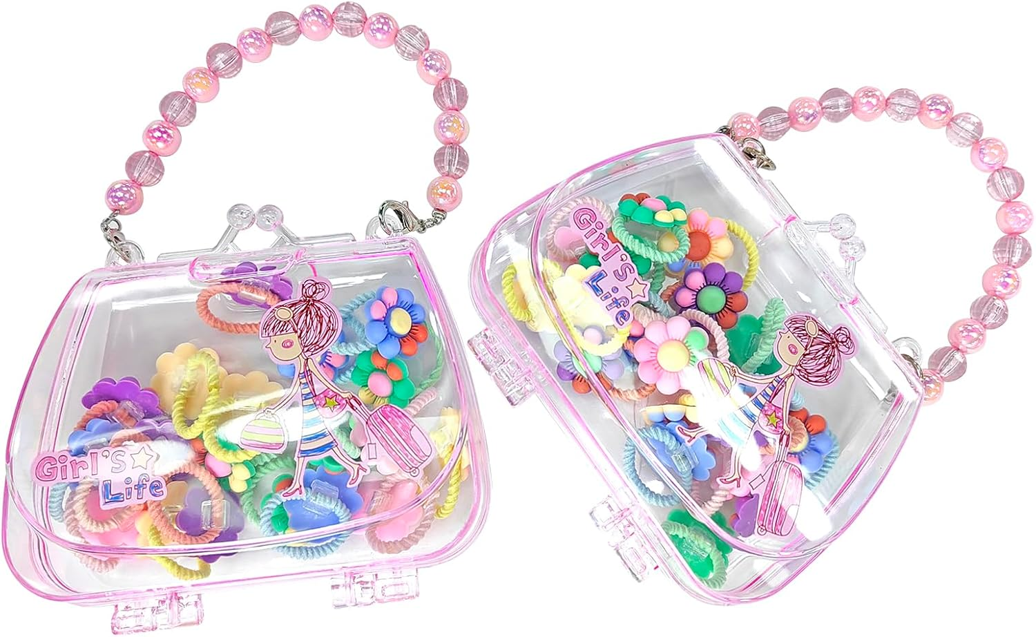 40Pcs Baby Girl Hair Ties with Lovely Bag Soft Candy Rubber Bands Cartoon Elastic Flower Hair Ties Pigtails Hair Accessories for Girls Infants Toddlers image number 2