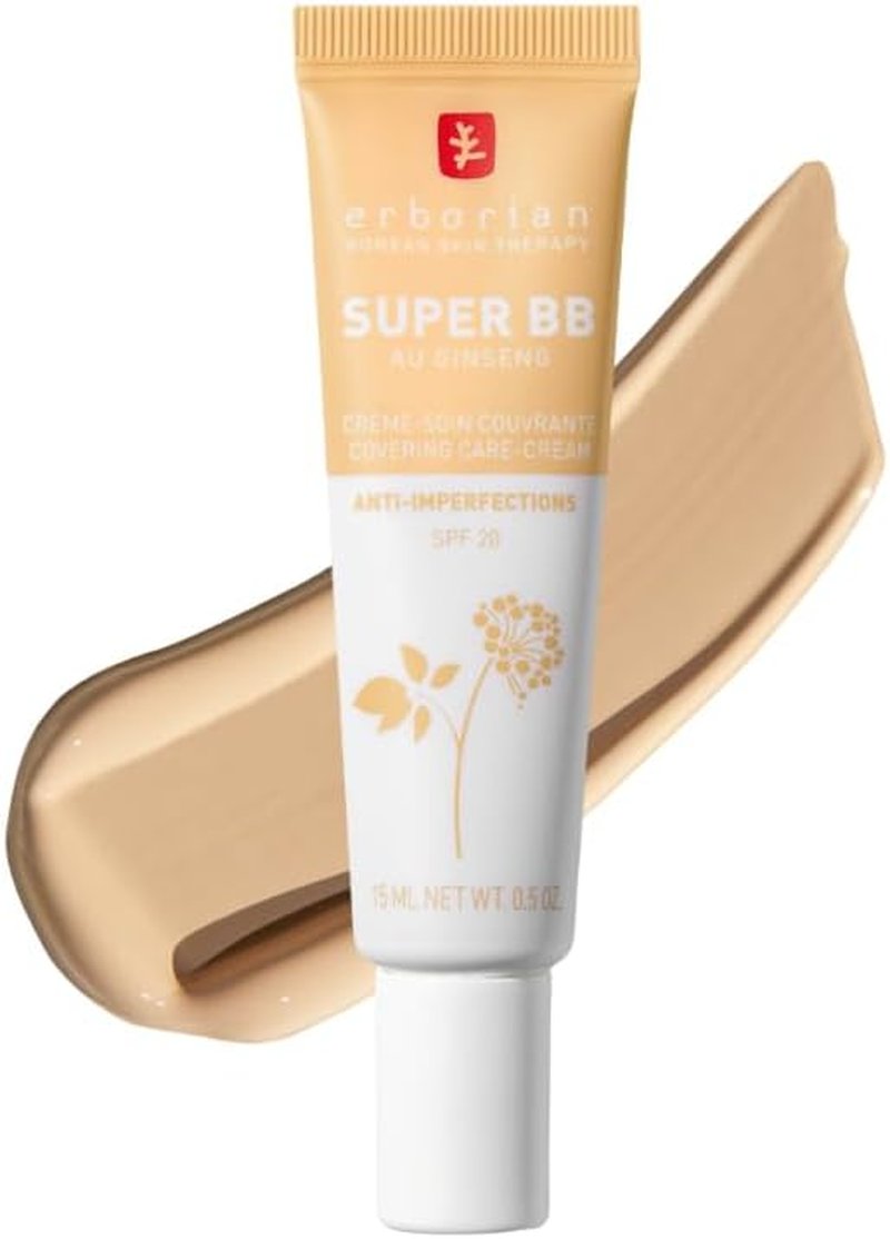 Korean Skin Therapy Super BB Cream AU Ginseng, Neutral (Nude) with Corvering Care-Cream and Anti-Imperfections Effects 15Ml for Erborian
