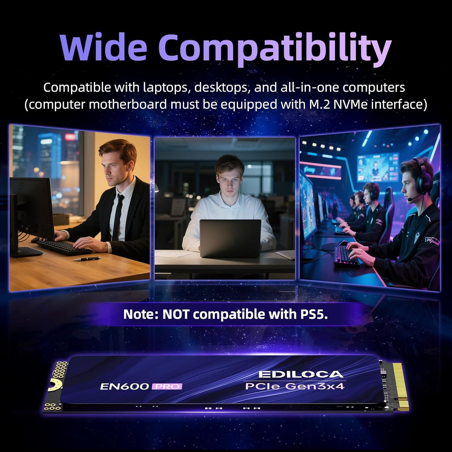 EN600 PRO SSD 256GB Pcle 3.0X4, Nvme M.2 2280, up to 2800Mb/S, Internal Solid State Drive, SLC Cache 3D NAND TLC, Graphene Cooling Sticker, Storage for PC, Desktop and Laptops image number 5