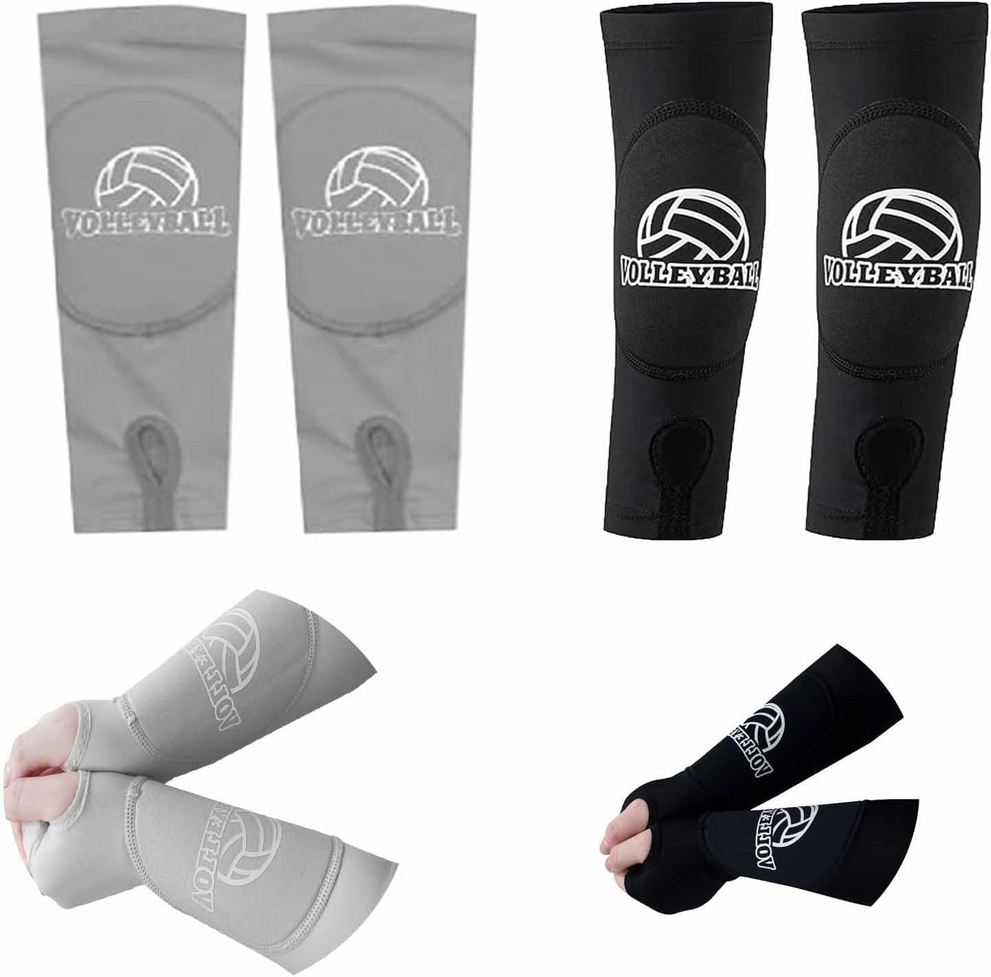 2 Pcsthick Volleyball Arm Sleeves, Passing Forearm Arm Sleeves with Protective Pads Training for Volleyball Baseball Training Women Men（Black, Gray） image number 4
