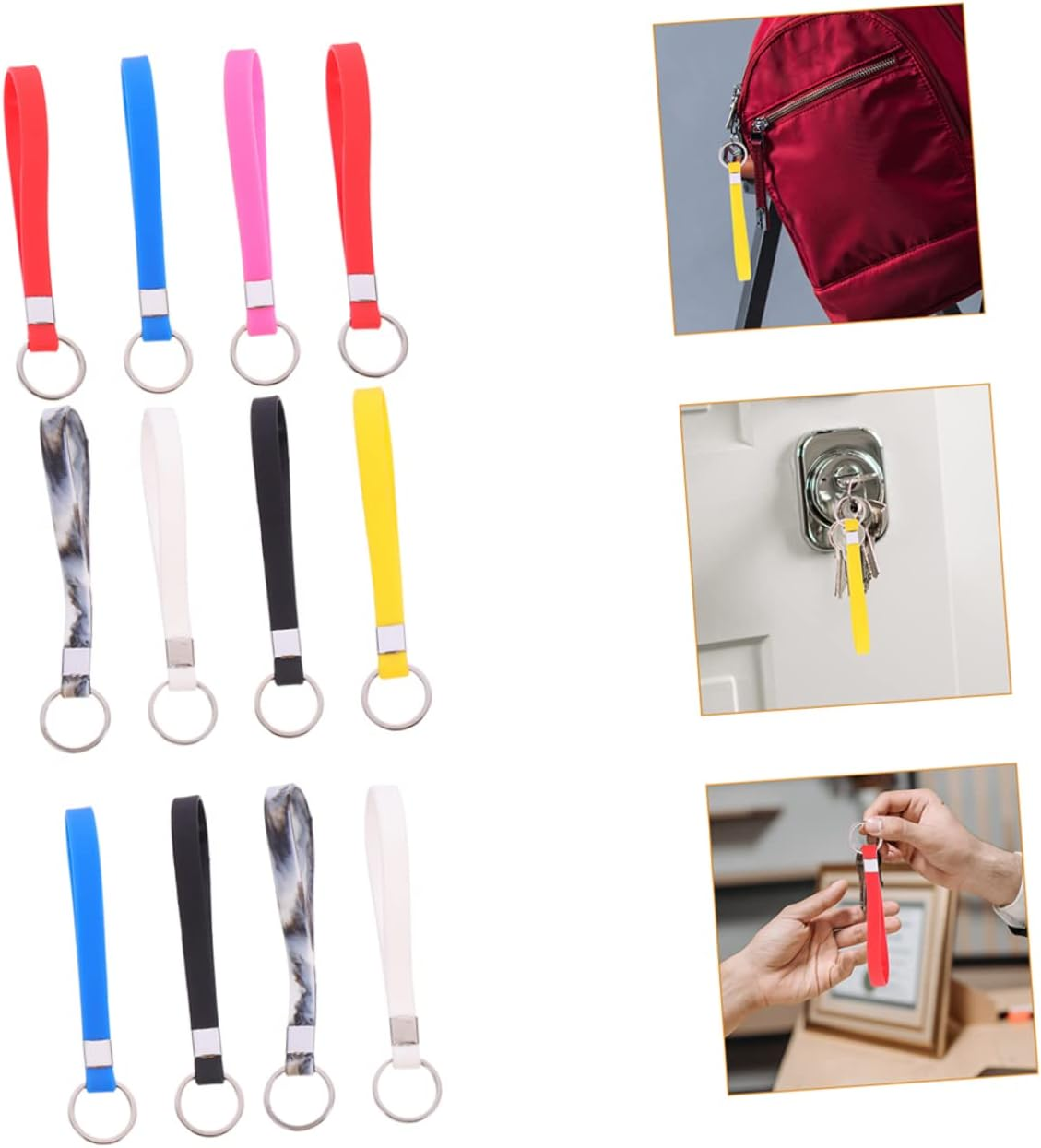KOMBIUDA 24Pcs Silicone Bracelets Bulk Keychains Wristband Design Silicone Keychain Bracelet for Party Favors Decorative Wristlet for Women image number 6