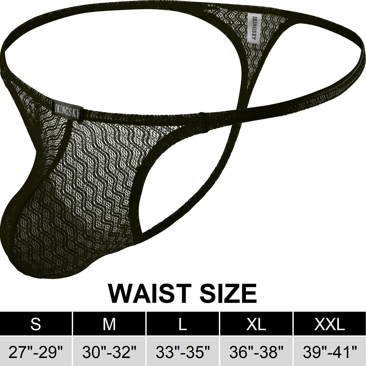 Ikingsky Men'S Sexy Lace G-String Underwear Sexy Pouch Thong Underwear Soft Y-Back Underpanties for Men image number 4