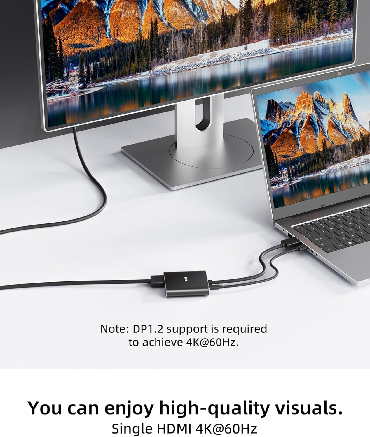 Displayport to Dual HDMI Splitter,4K 60Hz Multi-Monitor Splitter,Dual Monitor DP to 2 HDMI Monitor for Computer Laptop Graphic Card,Pc,Windows Compatible MST Extended Mode