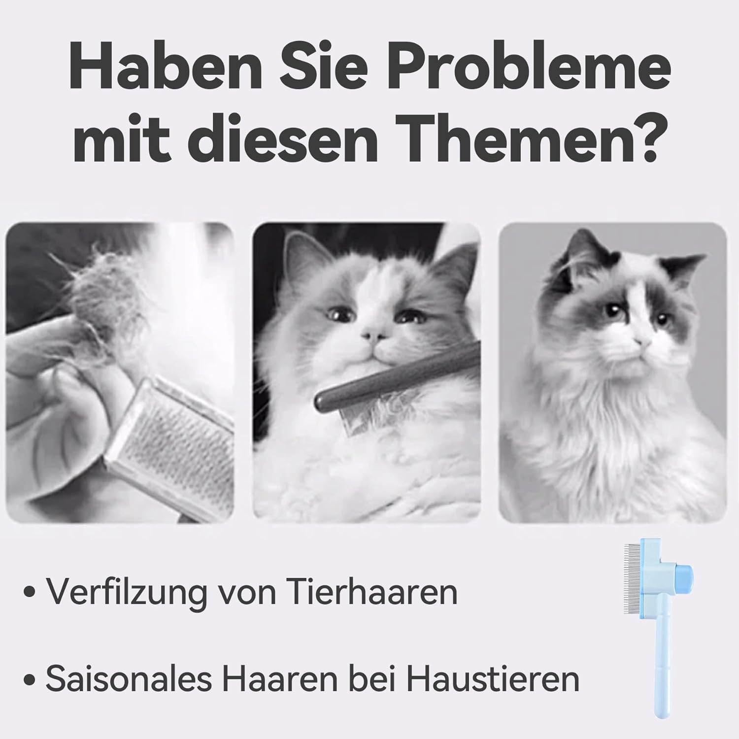 Xiciki Pack of 2 Fellblitz Cat Brush, Flea Comb for Cats, Fur Flash Brush for Long/Short Hair, Comb for Cats and Dogs image number 2