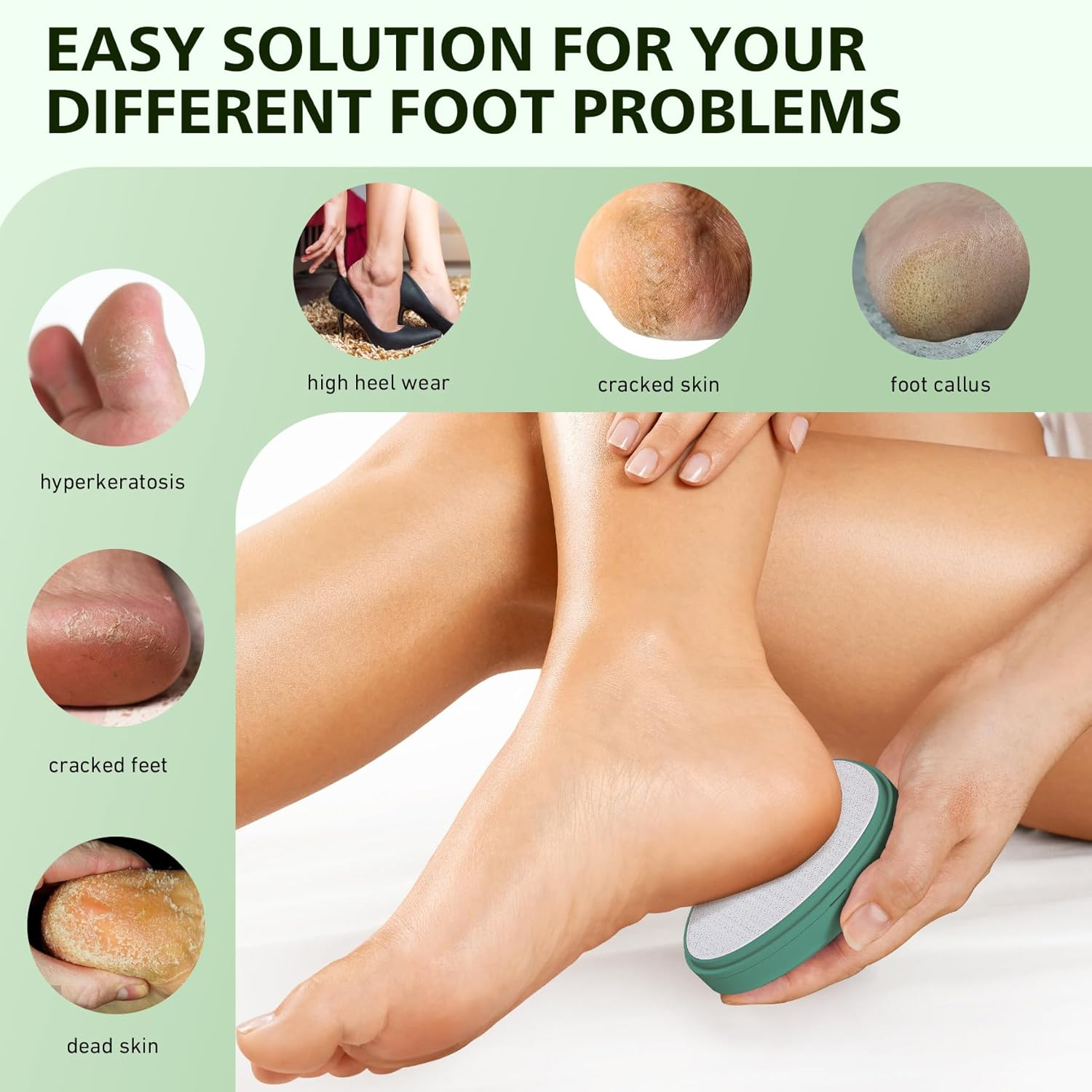 BALUCA Glass Foot File Callus Remover for Feet - Nano Glass Foot Scraper Scrubber Dead Skin Removal for Cracked Heels,Professional Pedicure Tool for Home, Salon, and Travel (Green) image number 1