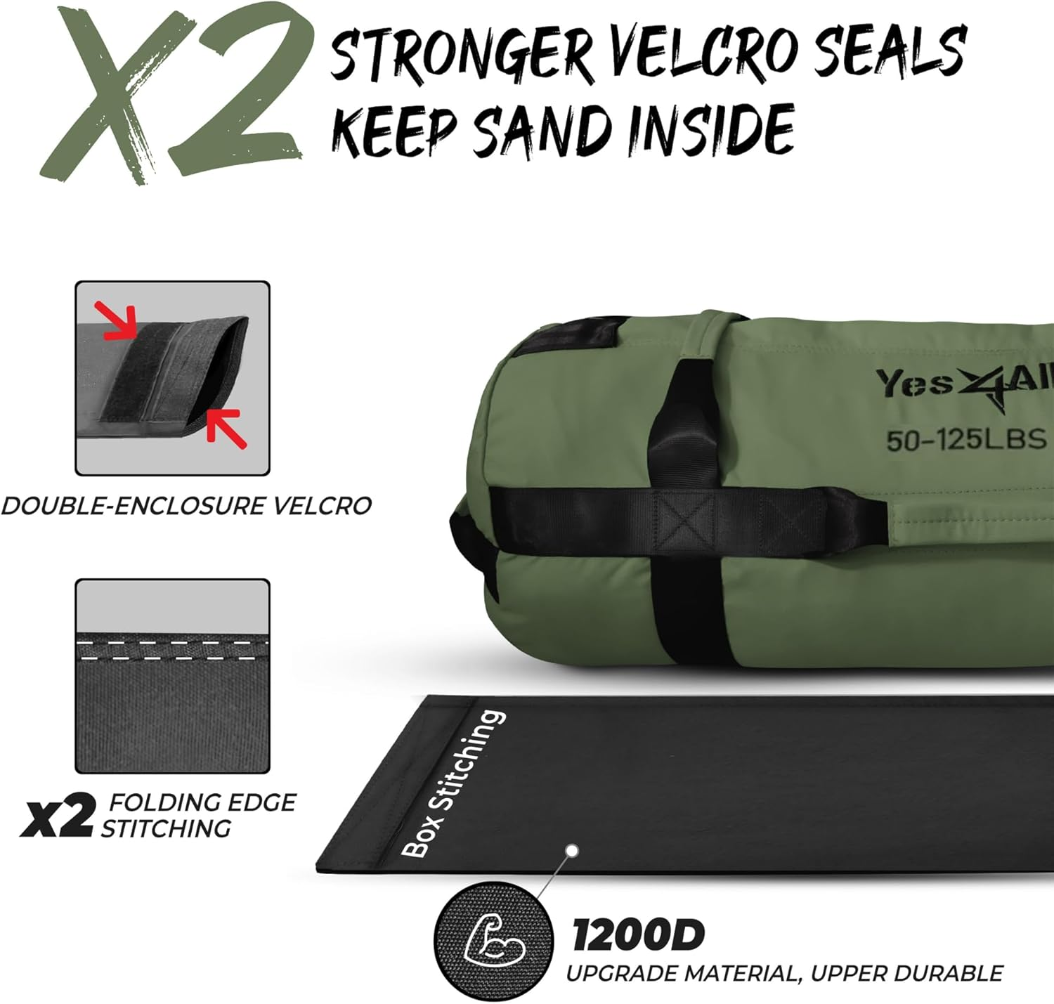 Yes4All Premium Adjustable Weighted Bag for Fitness 10-90 Kg - Power Bag Is Great for Handles Exercise Running Workouts, Heavy Duty Sandbags for Crossfit and Strength Training image number 3