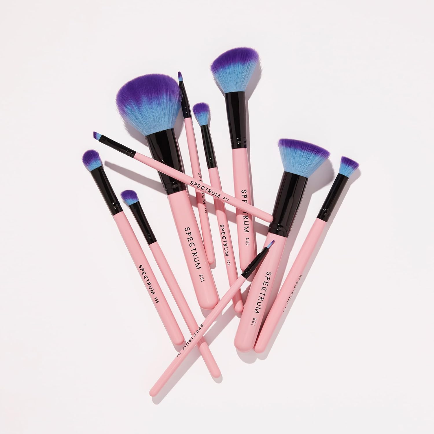 Spectrum Collections Essential Make up Brushes, Spectrum Makeup Brushes Set Including Face Brushes and Eye Brushes with Soft Synthetic Bristles, Signature Pink 10 Piece Makeup Brush Set image number 1