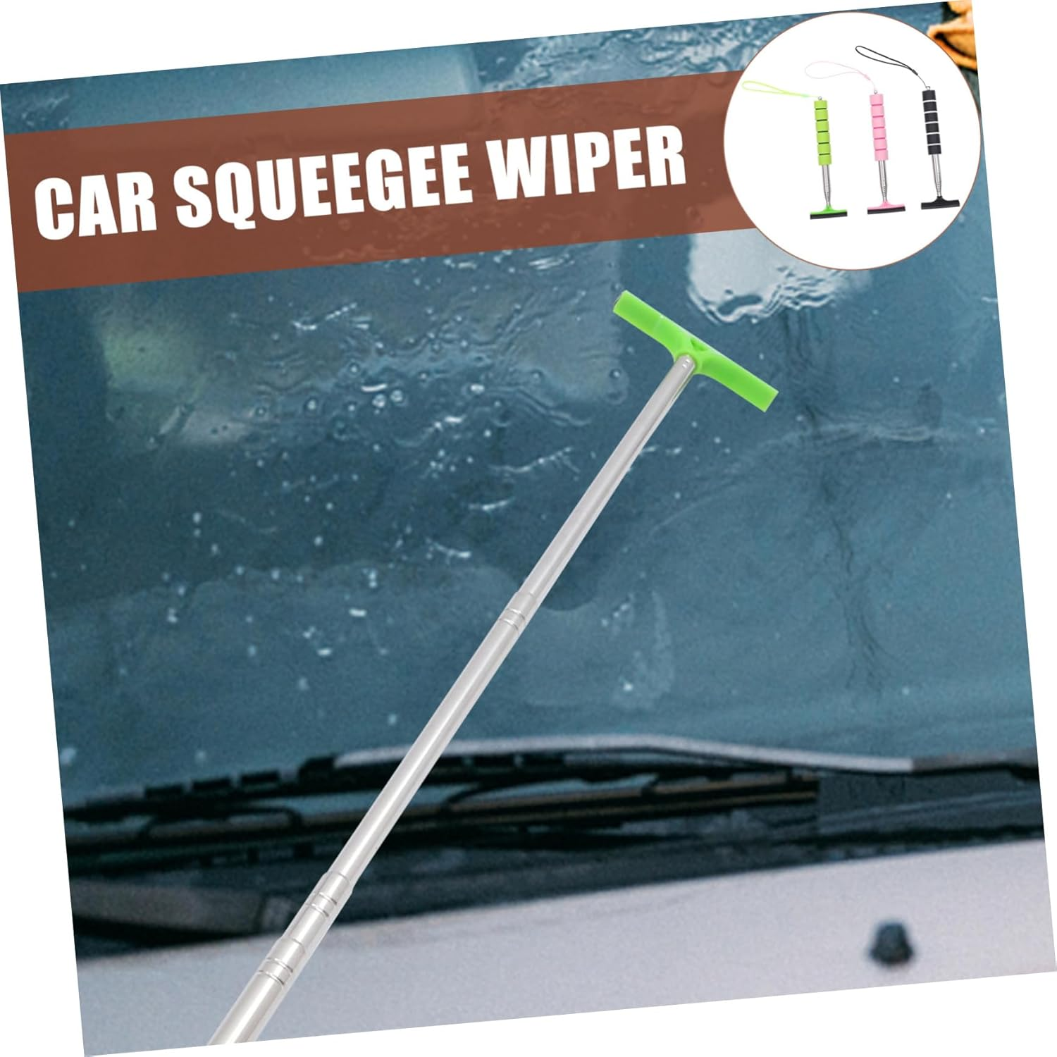 AKOOSY 3Pcs Retractable Car Window Cleaner Tool and Rear View Mirror Squeegee Set with Telescopic Handle, Mini Squeegee for Car Glass Cleaning, Suitable for Automotive Exterior Care image number 2