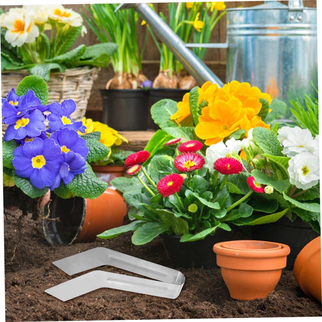 Yardenfun 2Pcs Stainless Steel Plants Transplanting Tool Garden Supplies Multi-Function Plants Remove Tong for Gardening image number 1