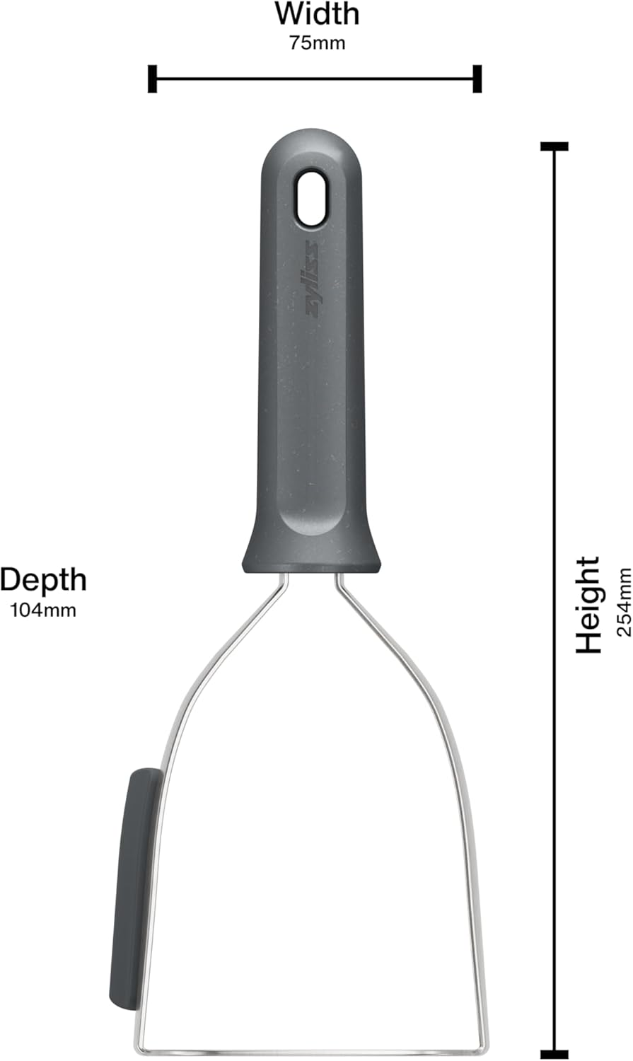 Zyliss Potato Masher - Stainless Steel, Soft-Touch Handle, Integrated Hanging Hook, Silicone Bowl Scraper, Small Inner & Larger Outer Holes, Ideal for Preparing Smooth and Creamy Mashed Potatoes, Grey image number 1