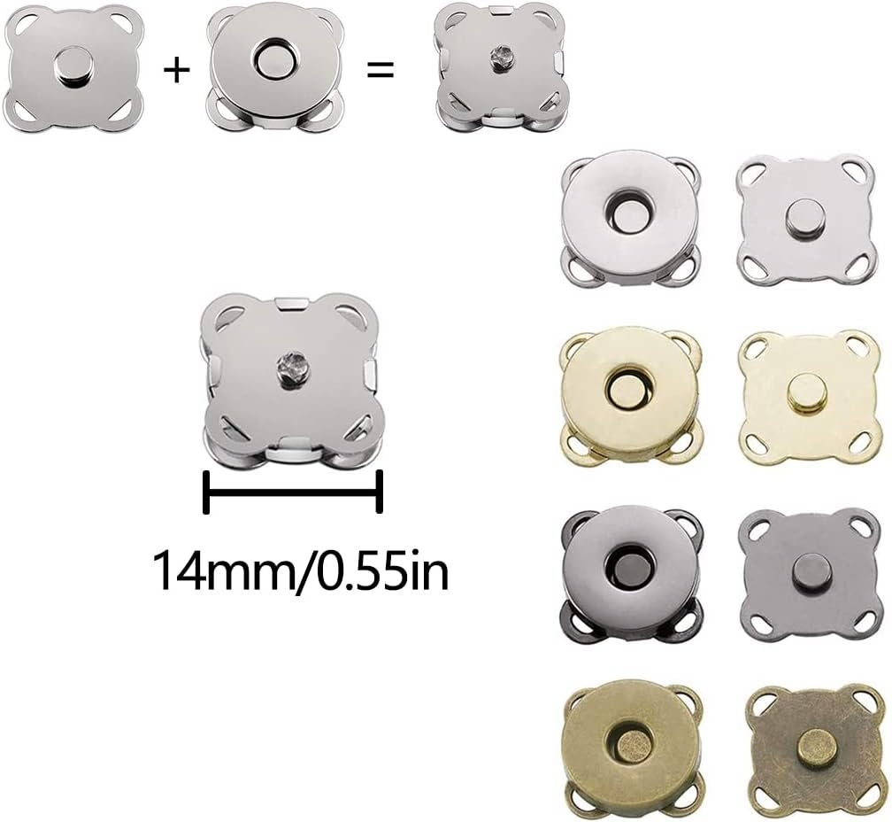 BEZANU Magnetic Button, 16 Set Plum Blossom Magnetic Sewing Clasps Snaps for Clothes, Handbag, Leather Sewing, DIY Crafts (14Mm, 4 Colors) image number 5