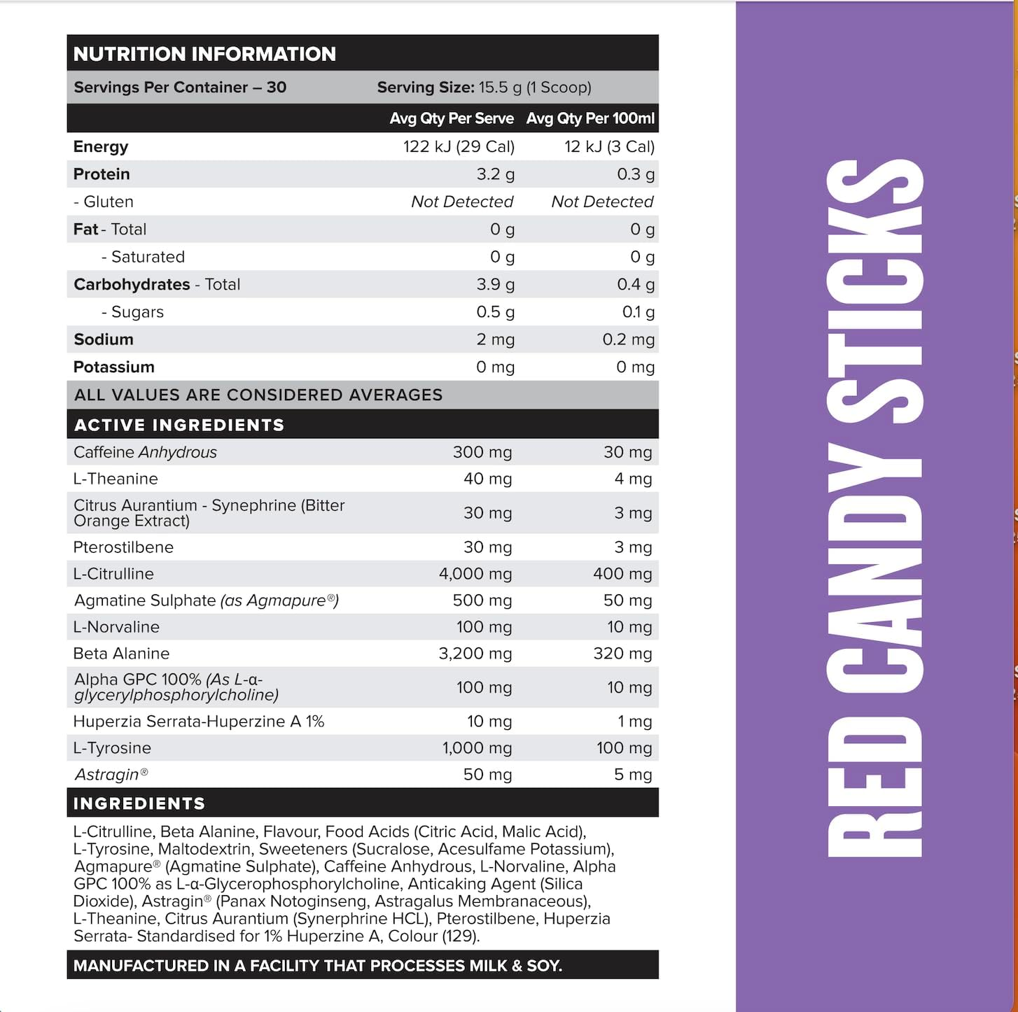 Muscle Nation Legacy Red Candy Sticks 465G image number 1