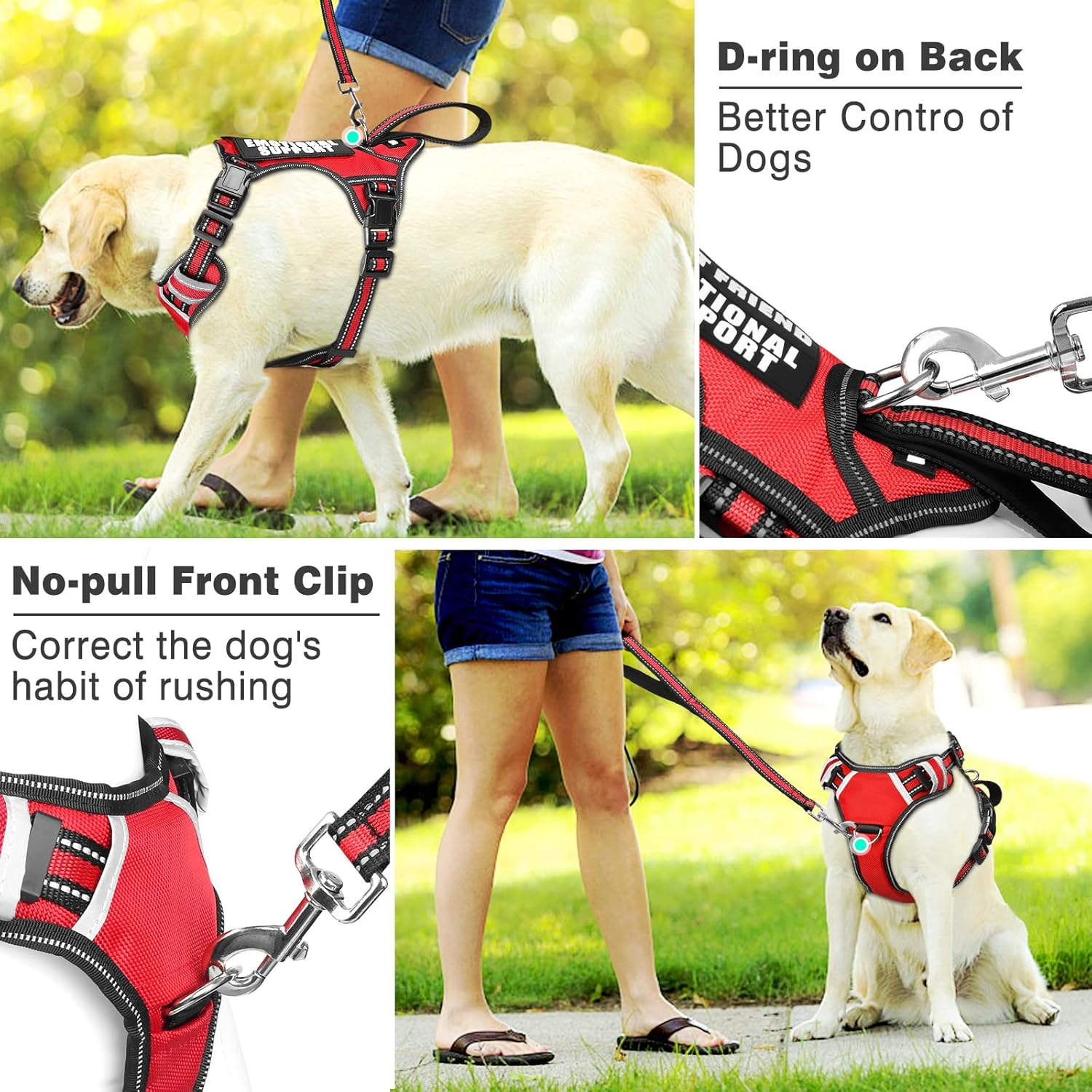 WINSEE Service Dog Vest No Pull Dog Harness with 7 Dog Patches, Reflective Pet Harness with Durable Soft Padded Handle for Training Small, Medium, Large, and Extra-Large Dogs image number 2