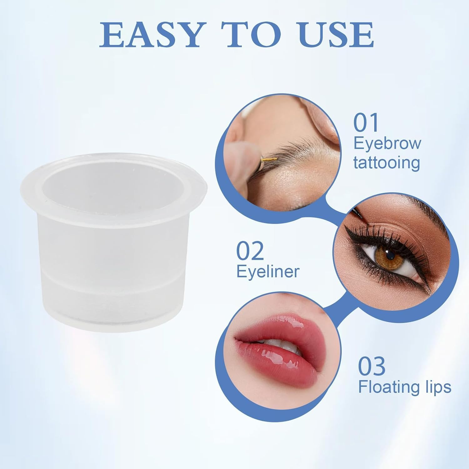 100 Pcs Large Tattoo Ink Caps, Disposable Tattoo Pigment Ink Cups, 15*13MM Transparent Microblading Tattoo Pigment Ink Holders, Plastic Ink Containers for Tattoo Art Painting Graffiti Pottery (Large) image number 4