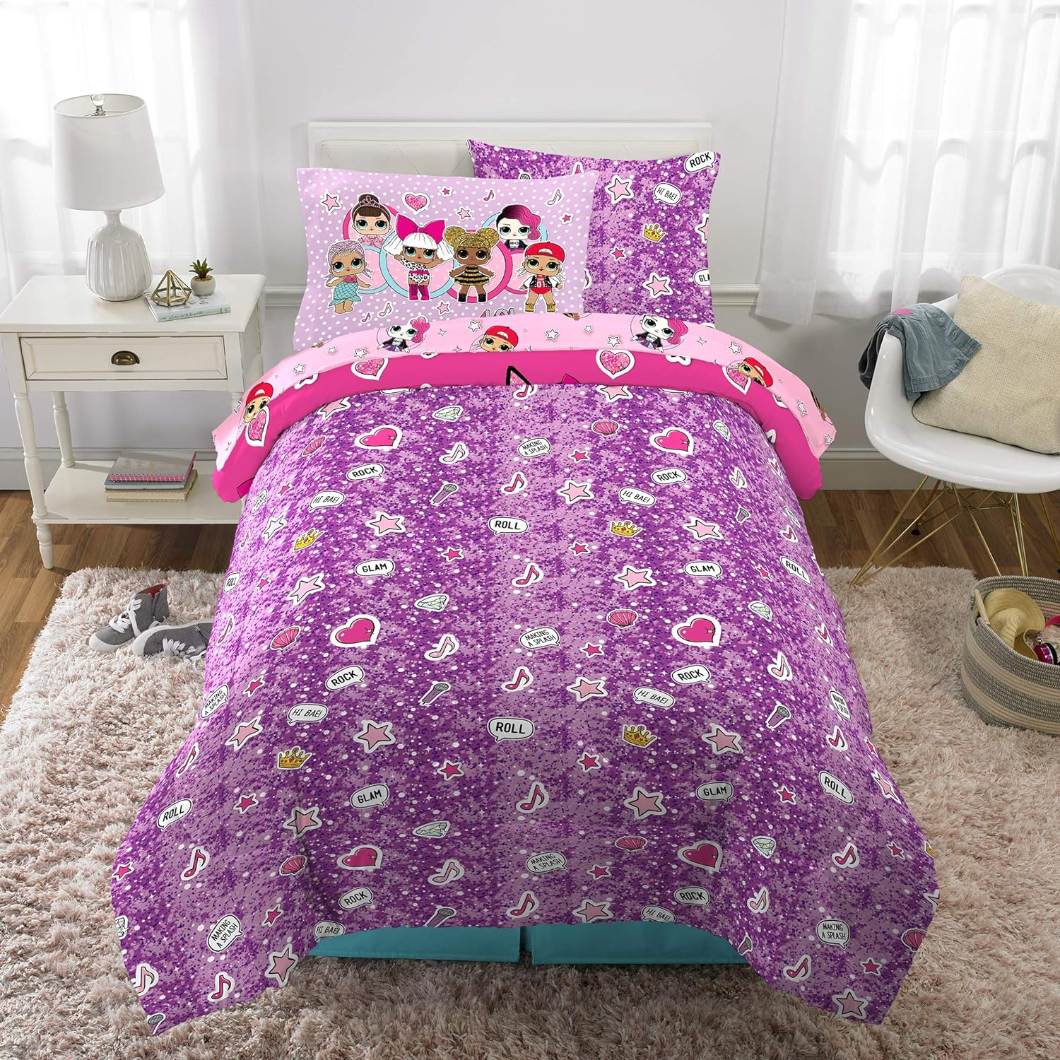 Franco 6A1388 Kids Bedding Super Soft Comforter and Sheet Set with Bonus Sham, 5 Piece Twin Size, LOL Surprise image number 6