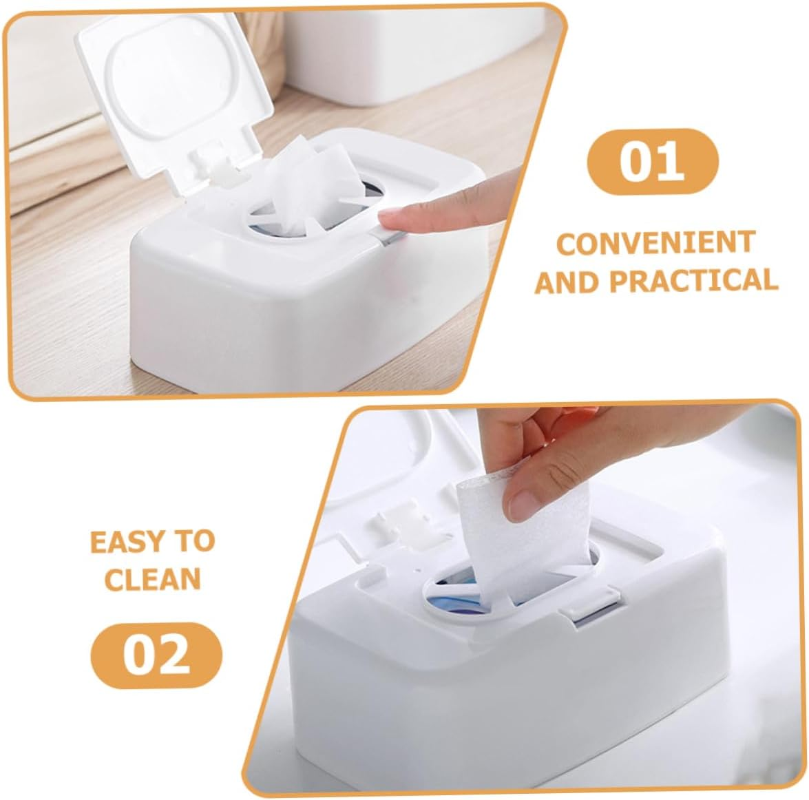 Portable Wipes Dispenser and Refillable Wipe Container Set Button Push Design for Living Room Bedroom and Nursery 4Pcs White Storage Box image number 2