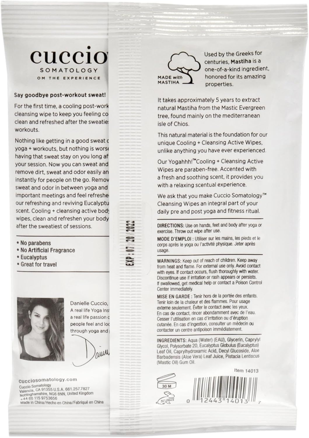 Cuccio Somatology Cooling and Cleansing Active Body Wipes - Get Clean and Cool Pre and Post Workout - with Greek Mastiha and Refreshing Eucalyptus - Paraben Free, No Artificial Fragrance - 12-Pack image number 1