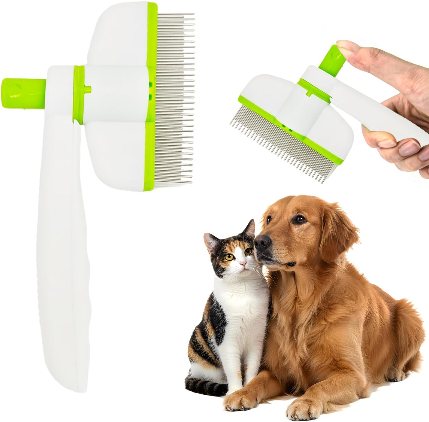 ALLY-MAGIC Rotating Fur Flash Brush Cat Self-Cleaning Pet Brush for Cats and Dogs, Self-Cleaning Fur Brush, Fine Tooth Dog Comb, Tick Comb for Hair Removal E9-KXZMMS image number 1