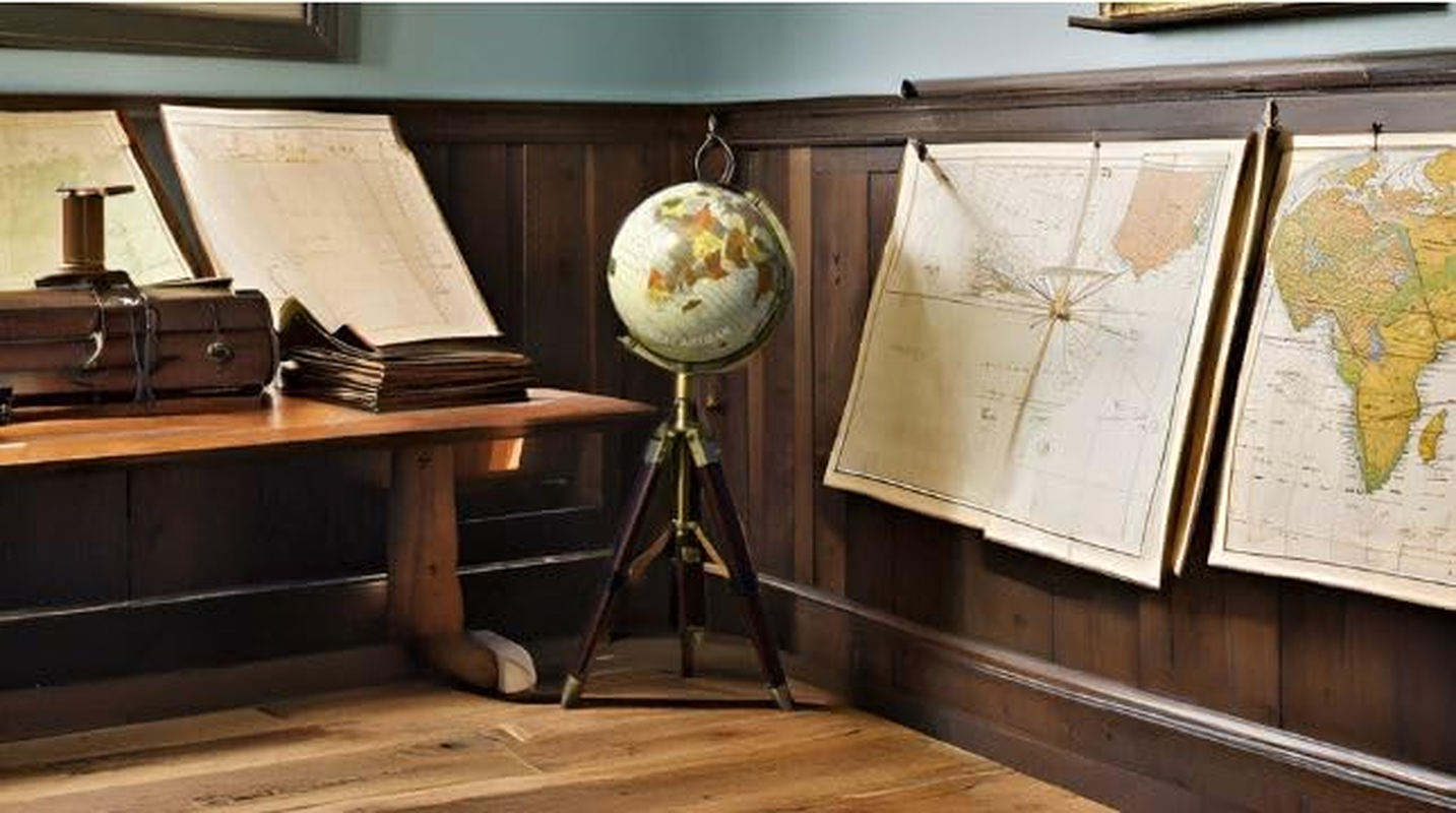 34 Inches Tall Antique World Globe with Tripod Stand. Vintage Look Tripod World Globe for Learning & Decorations with Free Magnafying Glass. image number 2