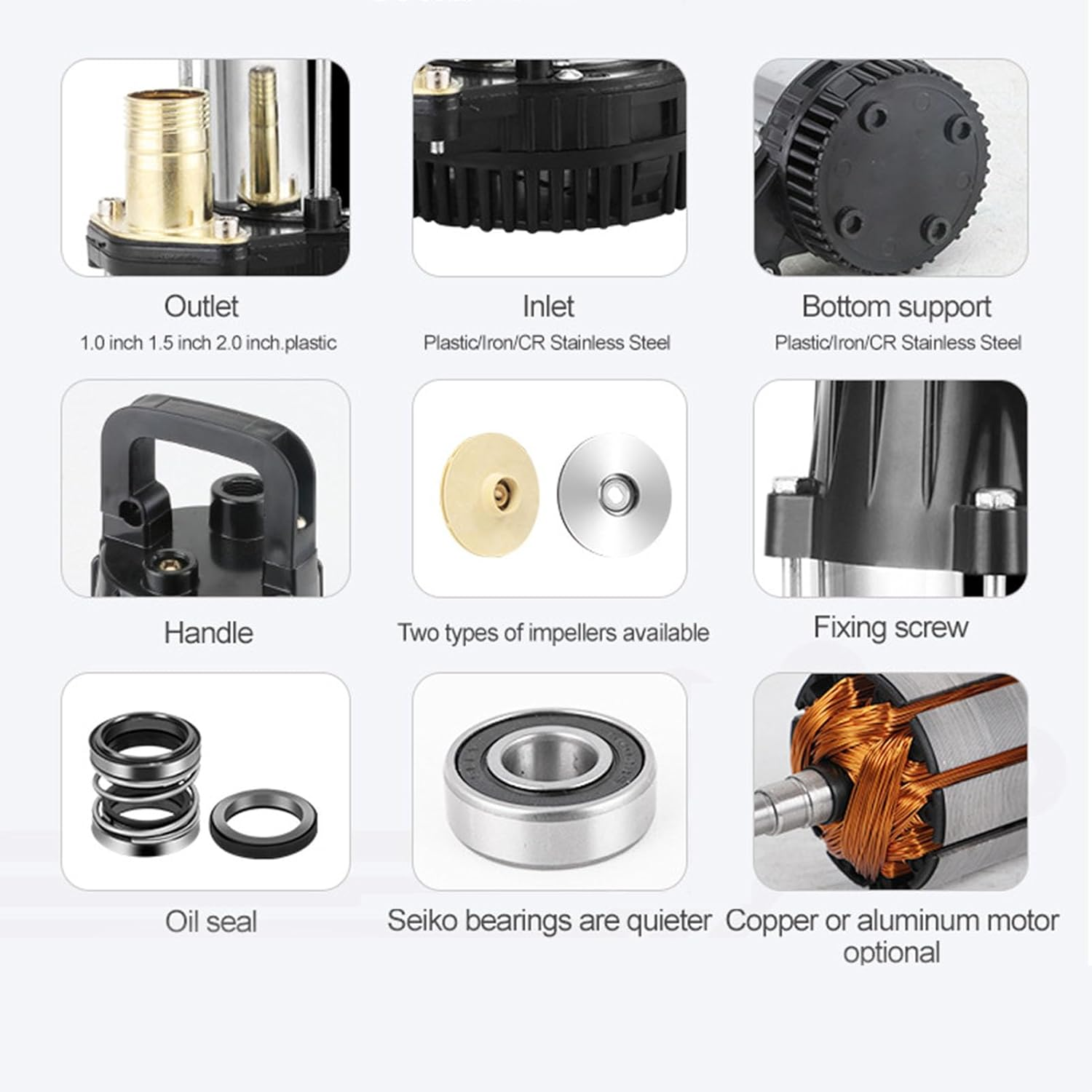 Srliya DC Submersible Pump, Long Working Time, Large Flowrate, Strong Erosion Resistant, 180W 3Meter&sup3;/H Stainless Steel Copper ABS with Compact Filter, Aquaculture, Low Lying Flood image number 1