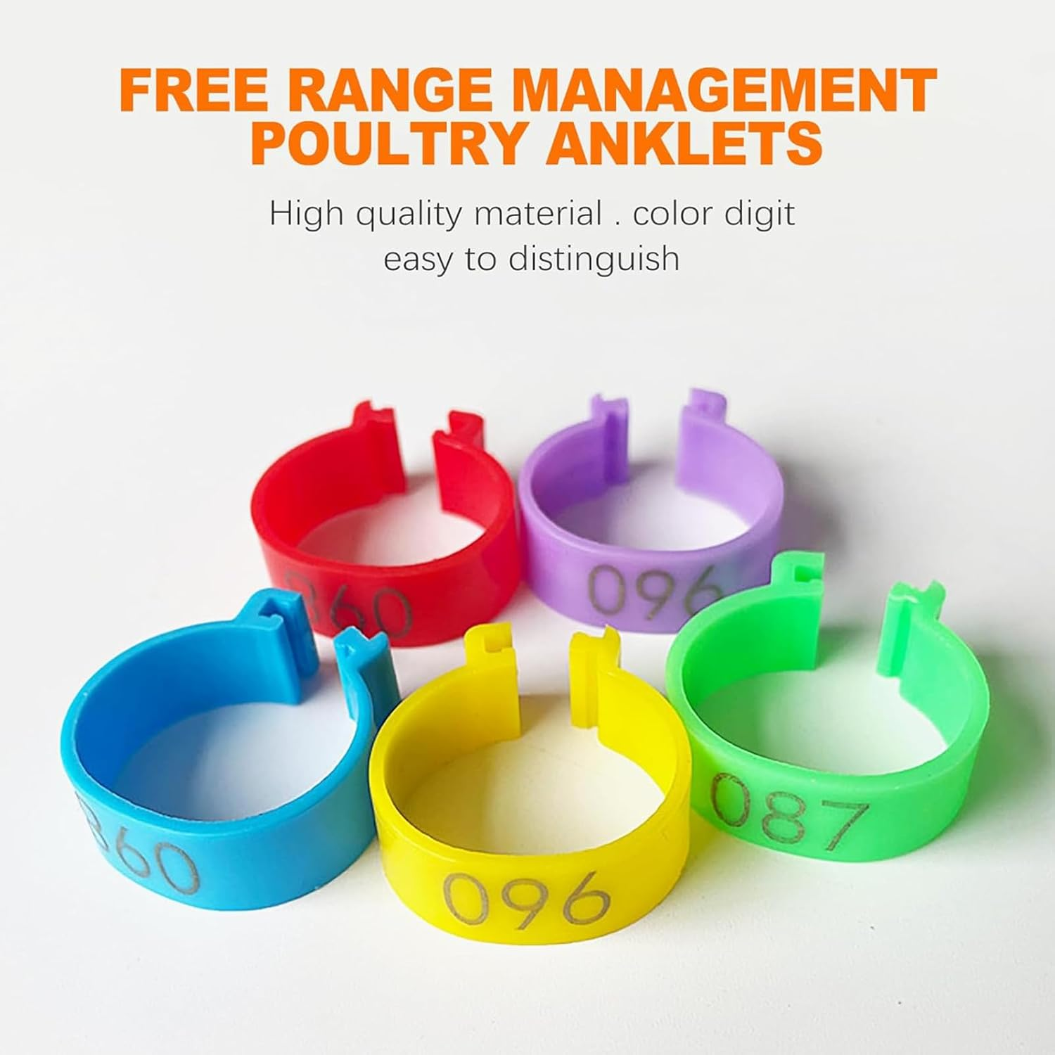 Zalizr 100 Pcs Chicken Leg Bands, 20Mm Colorful Numbered Poultry Identification Tags, Durable Plastic Leg Bands for Chickens, Ducks, Geese, Turkeys, and Gamefowl image number 3