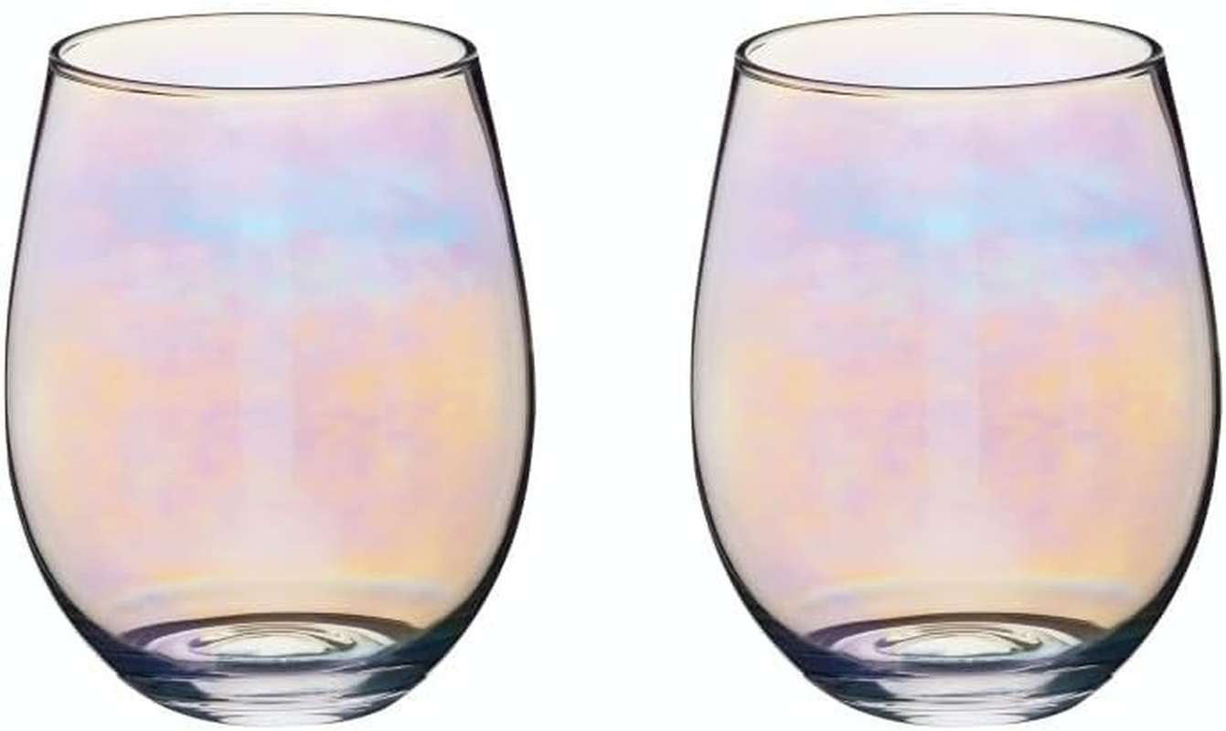 Barcraft Rainbow Pearl Iridescent Tumblers, Set of 2, 600 Ml, Gift Boxed