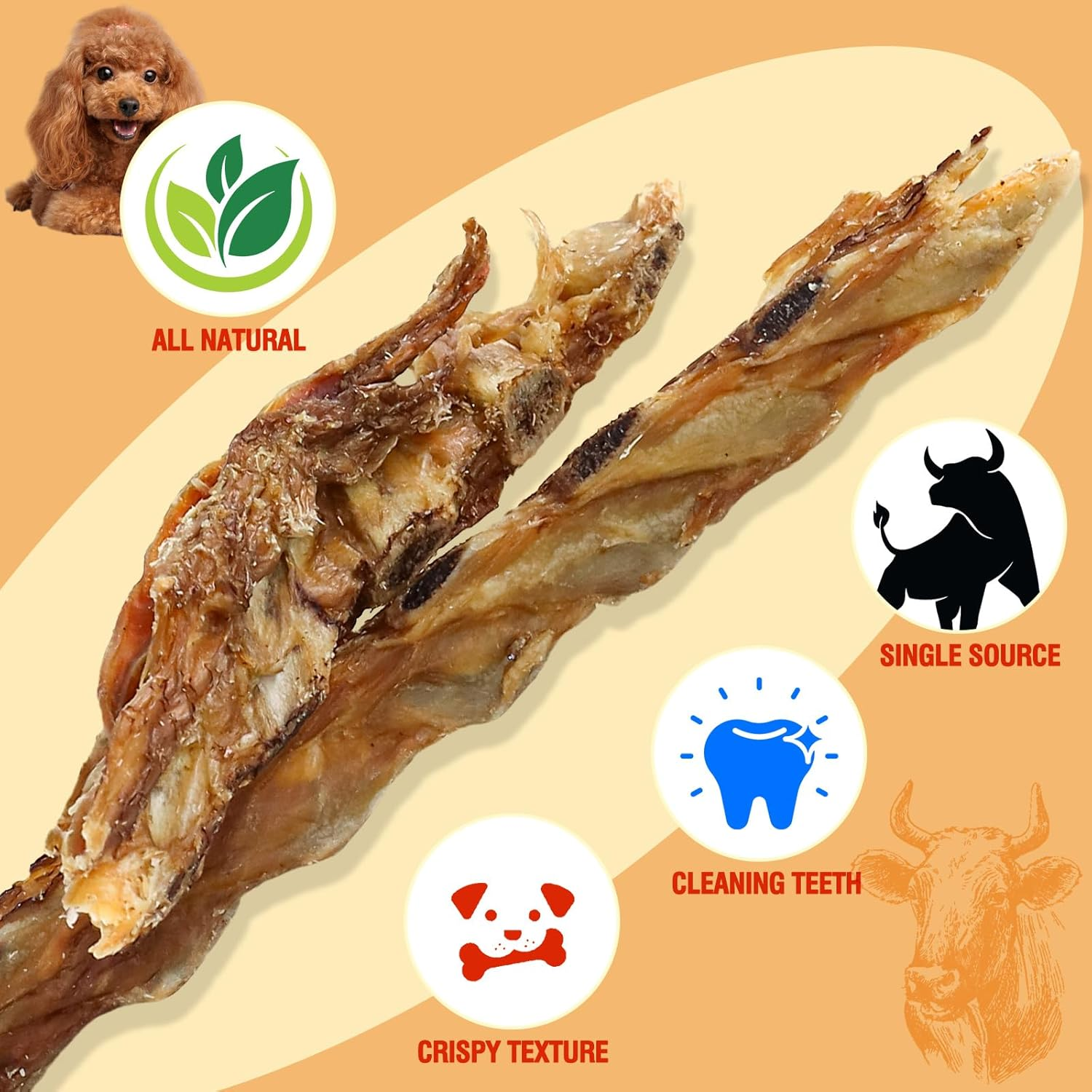 Beef Rib Bones Dog Treats,100% Natural Rib Bone Beef Chews from Grass Fed Cattle,Long Lasting Dog Chew Bones for Aggressive Chewers,Promotes Dental Health,150G image number 1