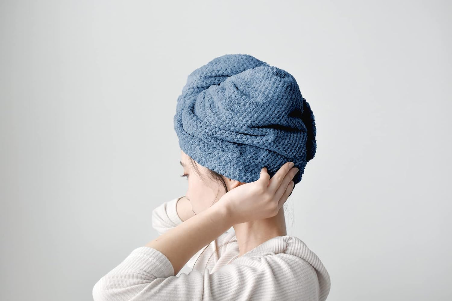 Gendai Hyakka Dimanche A567BL Quick Dry Hair Turban, Blue, Approx. 11.4 X 25.6 Inches (290 X 650 Mm) image number 2