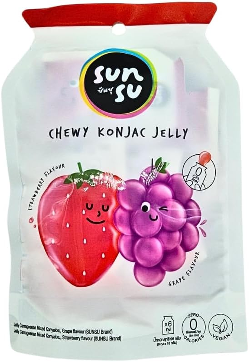 Sunsu Chewy Jelly Grape & Strawberry Flavour 96G*6 (6 Pack) image number 1