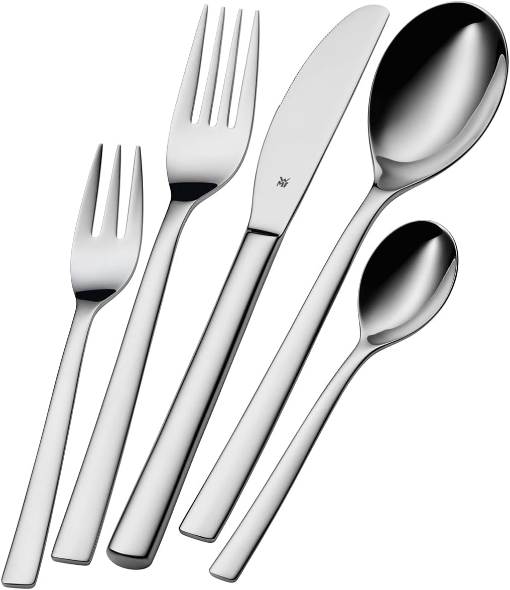 WMF Palermo Cutlery Set for 12 People, 60 Pieces, Monobloc Knife, Polished Cromargan Stainless Steel, Glossy, Dishwasher Safe image number 4