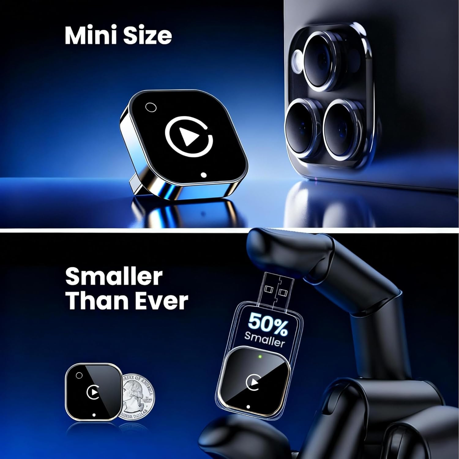 Wireless Carplay Adapter 2025 Upgrade Wired to Wireless, Mini USB Design for Cars with Built-In Wired Apple Carplay Plug and Play Stable Connection Car Play for Iphone 6+, Android 11+ (2017+ Cars)-Ash image number 3