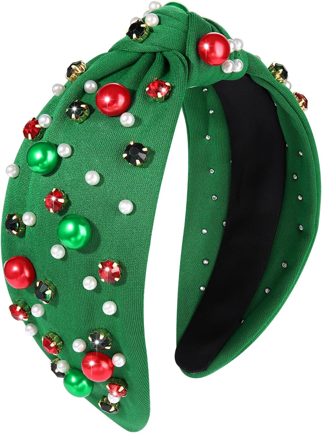 GLBCC Mardi Gras Hairband for Women Purple Pearl Rhinestone Knotted Headband Carnival Parade Party Hair Accessories