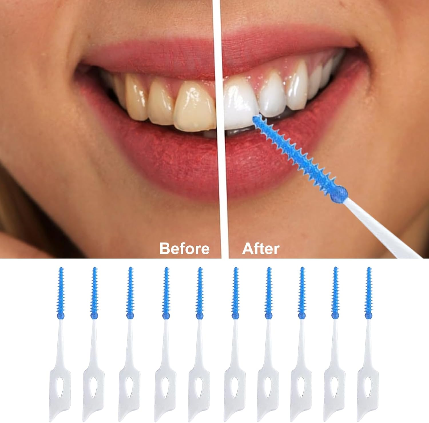 Interdental Brushes, Silicone Toothpicks, Floss Sticks, Efficient Cleaning, Narrow Gaps, Blue Teepees Toothbrushes for Mouth Cleaning, 220 Pieces