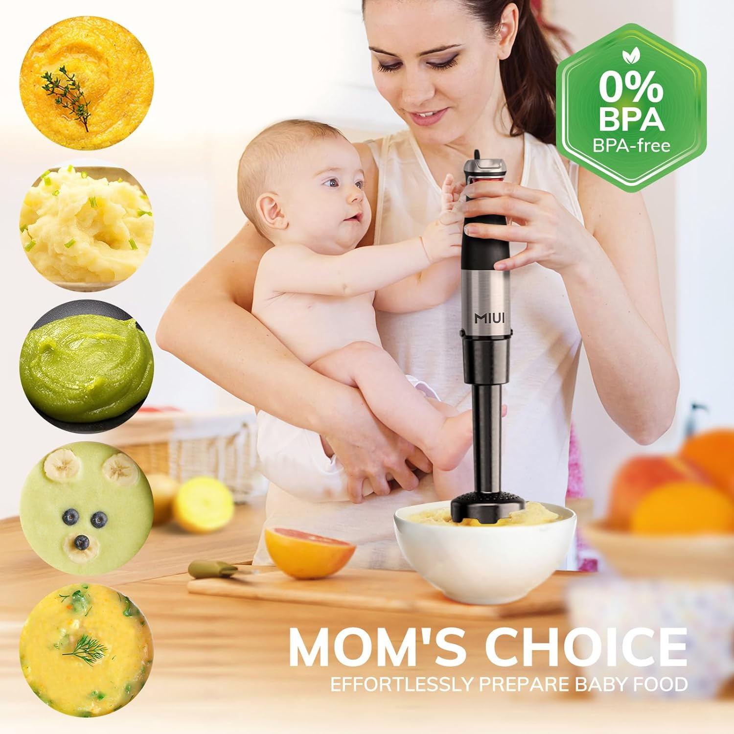 MIUI 1200W Immersion Handheld Blender, Blenders for Kitchen Hand Mixer Set, 14-Speed Stainless Steel Blade & Body Hand Stick, Hand Blender Electric with Egg Whisk, Perfect for Kitchen image number 5