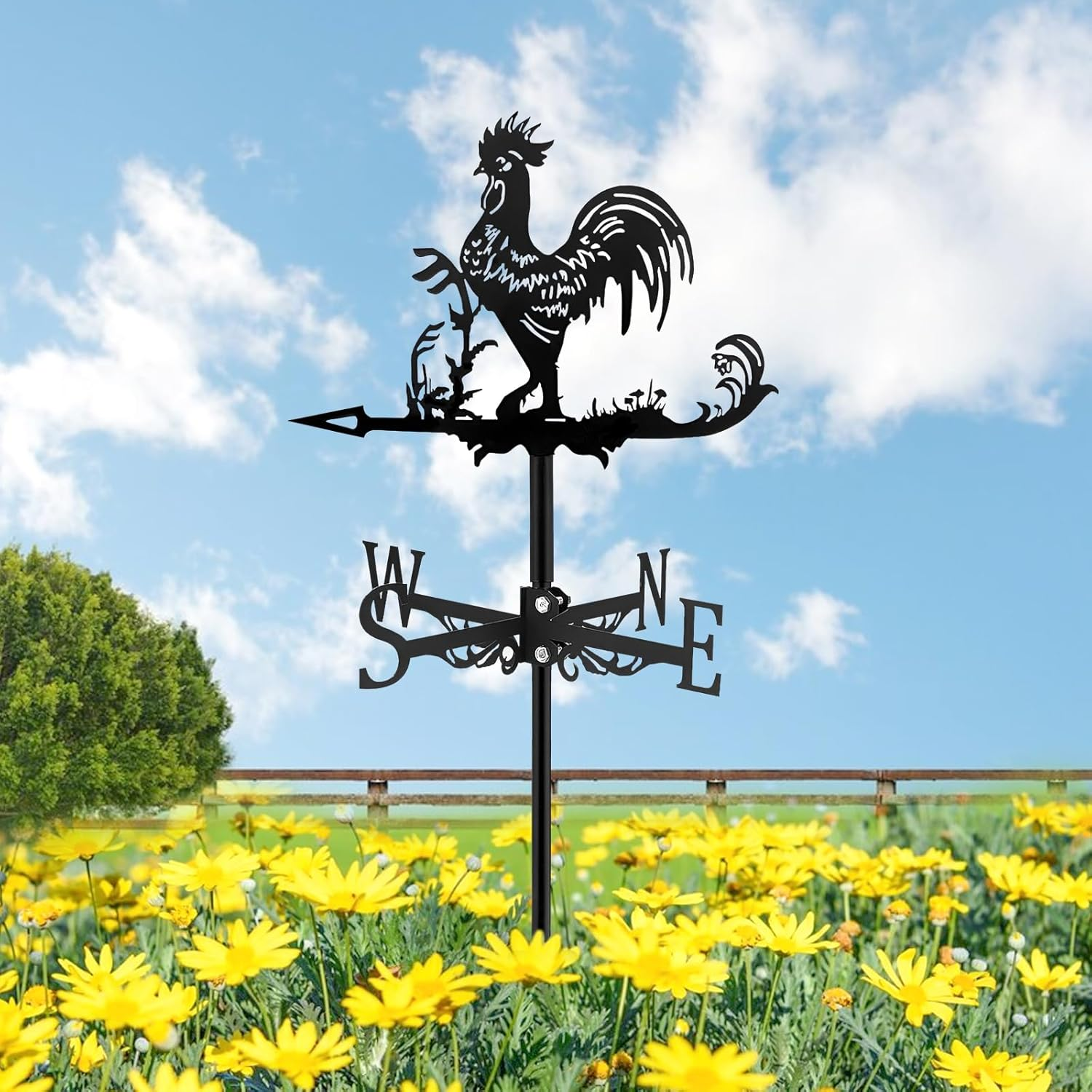 Farmhouse Weather Vane Roof Mount, Wind Direction Indicator Kit Outdoor Bracket Weather Vane - Metal